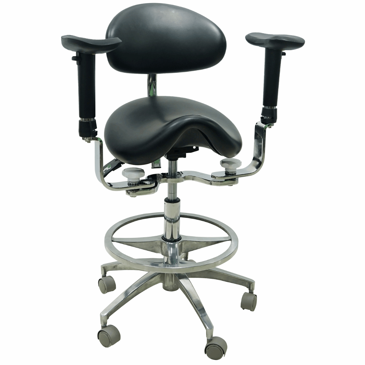 Saddle Chair with Swing-out Armrests/Elbow Supports Sit Healthier