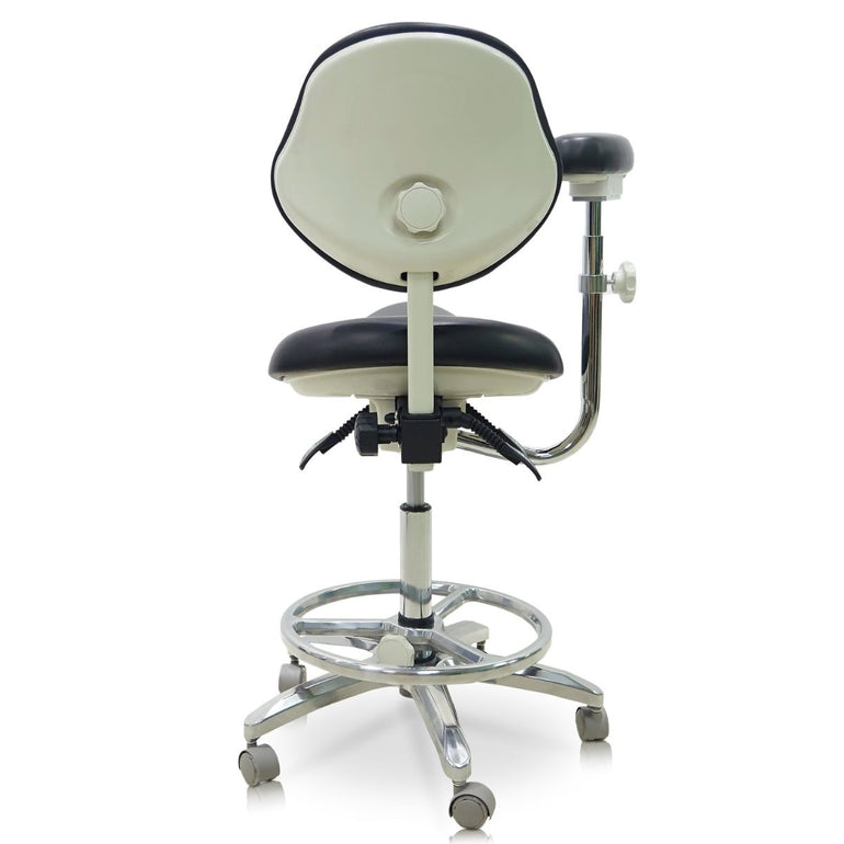 Saddle Style Dental Assistant Stool with Swing Arm and Footrest | Sit Healthier