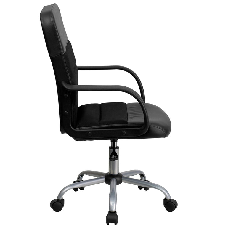Mid-Back Black LeatherSoft and Mesh Office Chair | Sit Healthier 