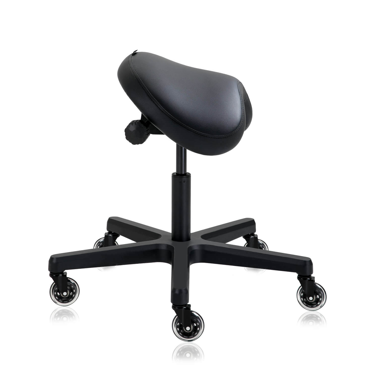 Heavy Duty Ergonomic Saddle Rolling Stool With Tiltable Seat | Sit Healthier