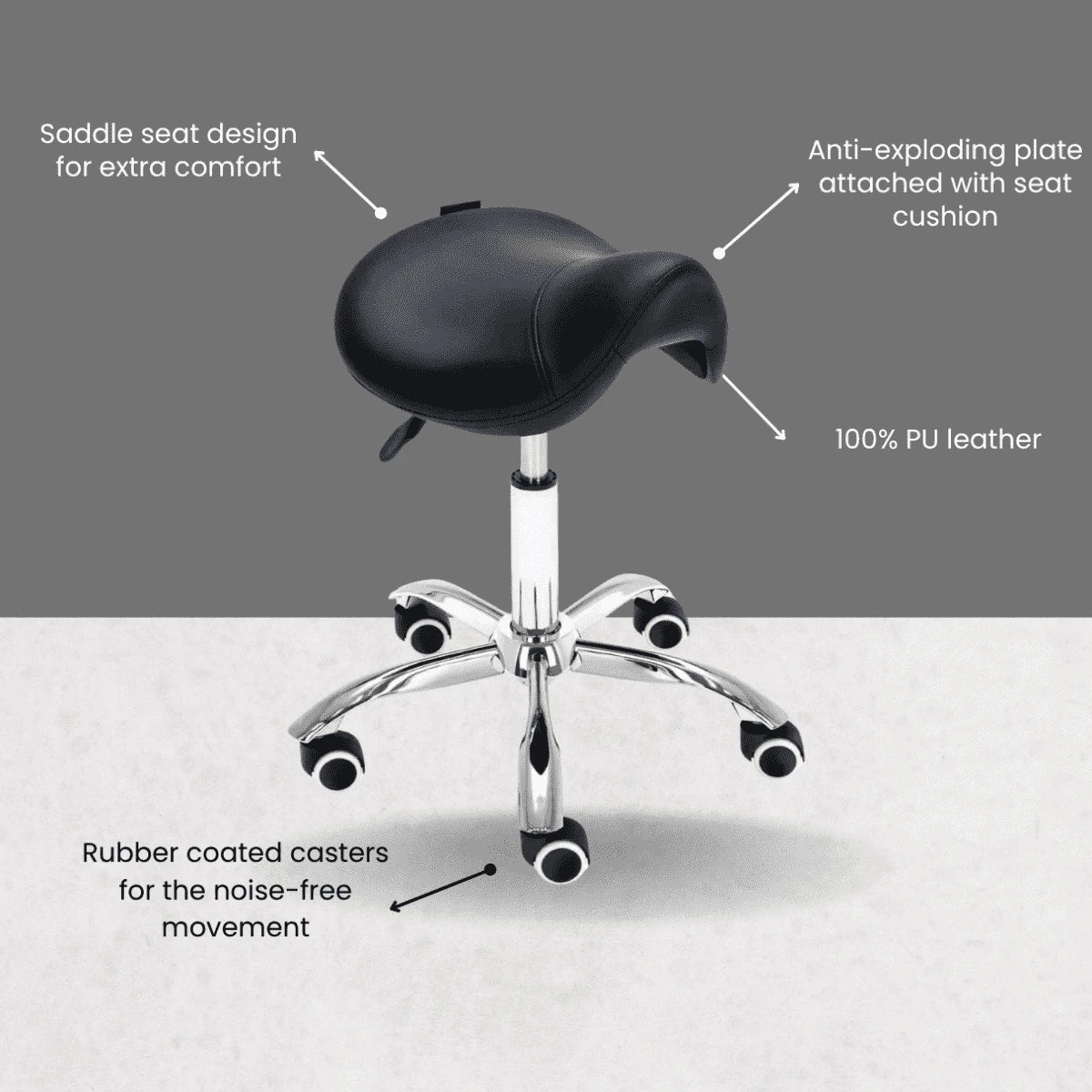 Hydraulic Saddle Rolling Ergonomic Medical Stool - Sit Healthier