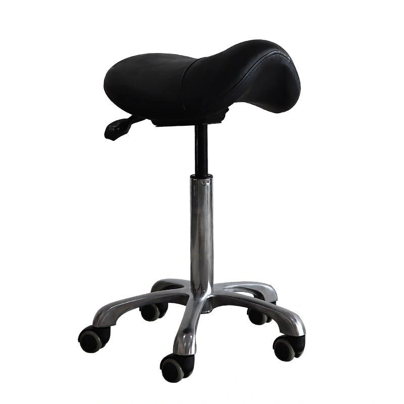 Small Hydraulic Saddle Shape Rolling Stool with Tilt-able Seat – Purple - Sit Healthier