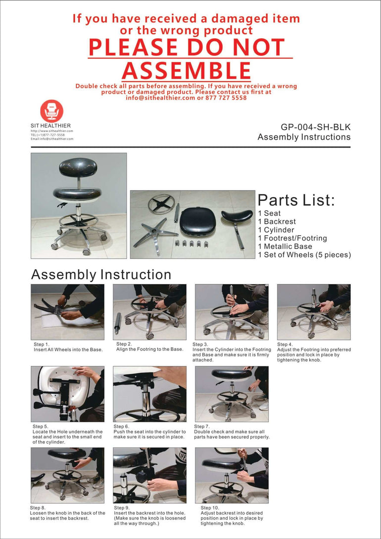 Ergonomic Medical Dental Operator Chair with Backrest Sit Healthier