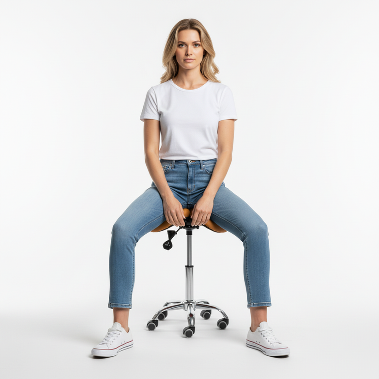 Saddle Style Split Seat Ergonomic Saddle Chair or Stool - ORANGE