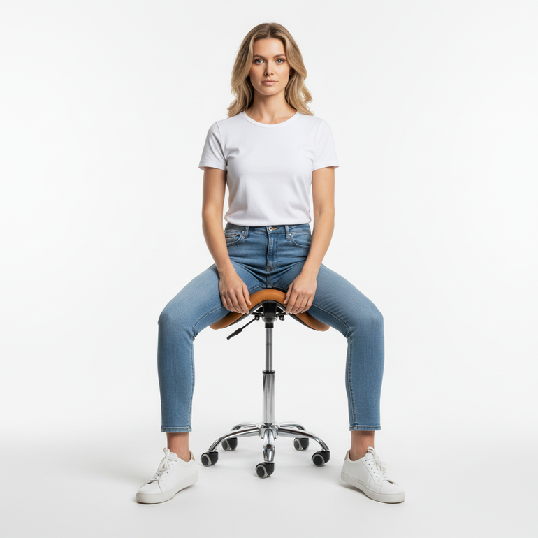 Saddle Style Split Seat Ergonomic Saddle Chair or Stool - ORANGE