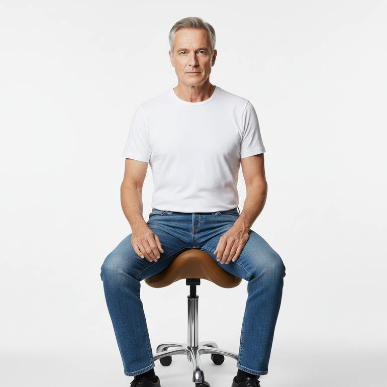 Hydraulic Saddle Shape Rolling Stool with Tilt-able Seat