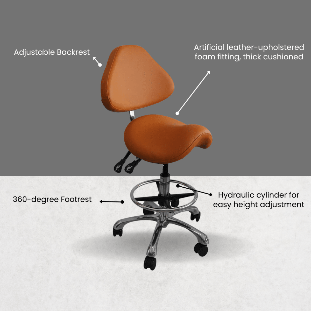 Ergonomic Comfortable Saddle Style Chair With Footrest & Backrest - Sit Healthier