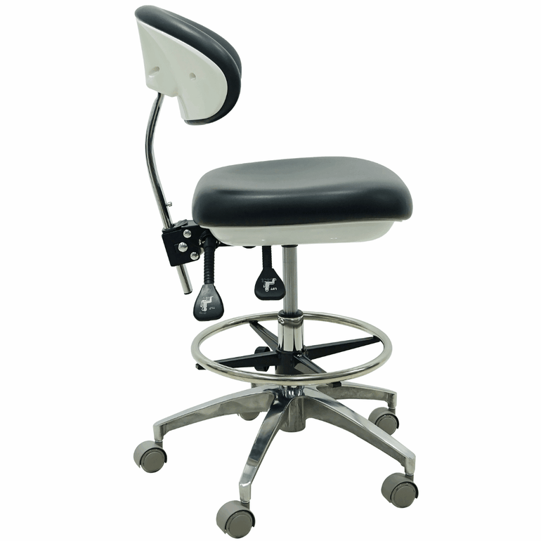 Ergonomic Medical or Dental Operator Chair with Concave Backrest and Footrest - Sit Healthier