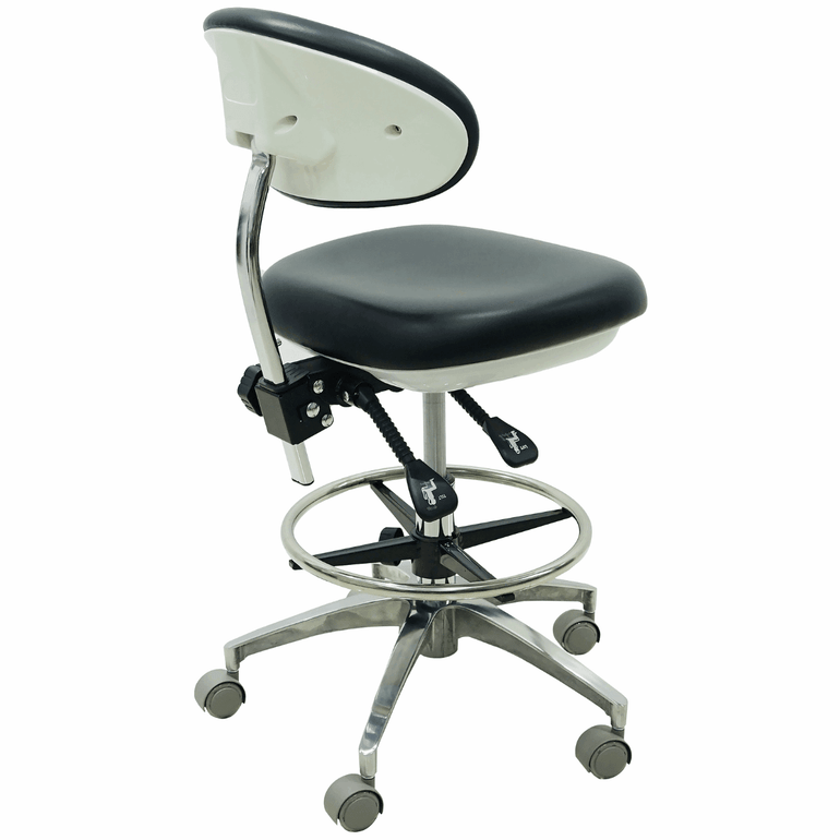 Ergonomic Medical or Dental Operator Chair with Concave Backrest and Footrest - Sit Healthier