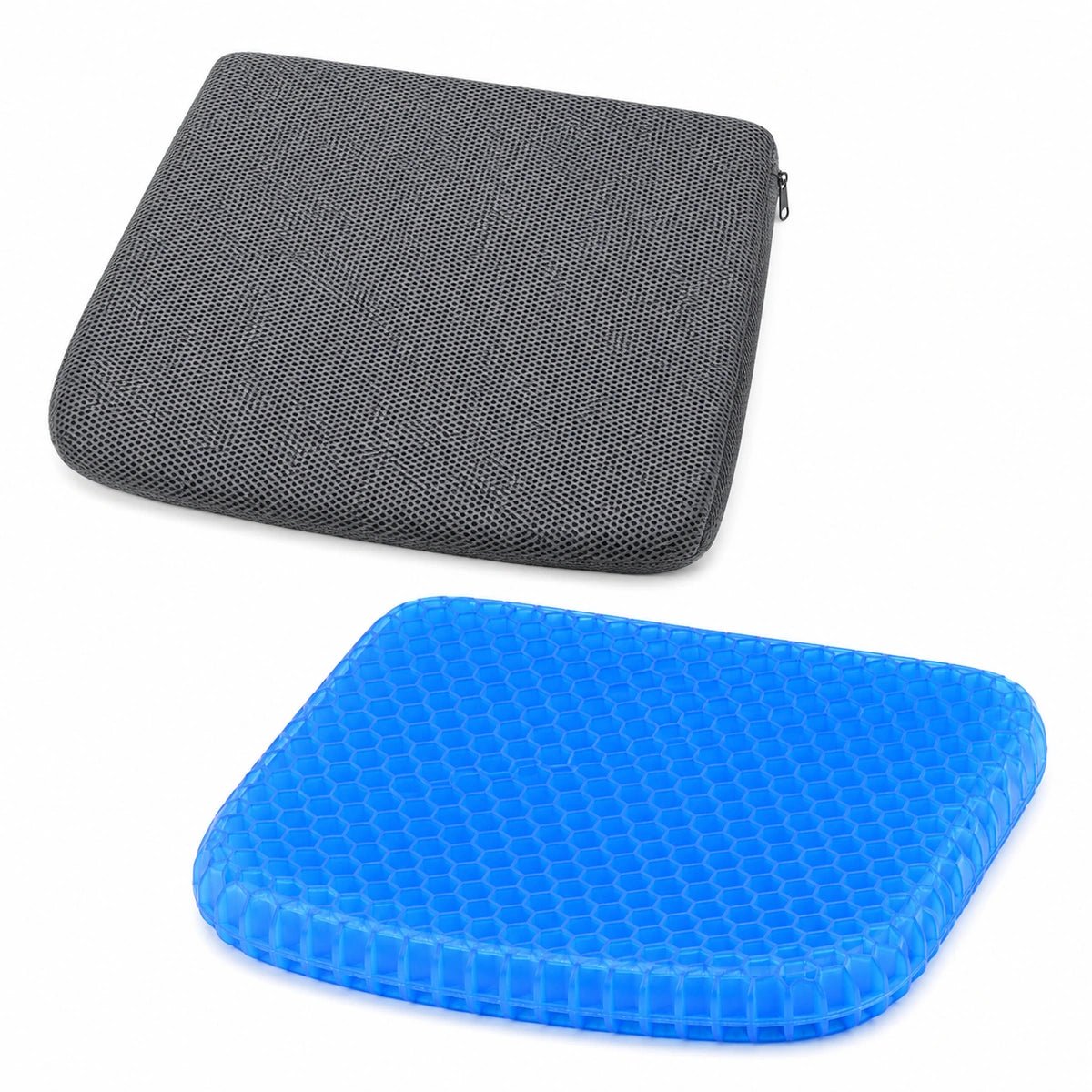Ergonomic Square Honeycomb Gel Seat Cushion with Breathable Mesh Cover - Sit Healthier