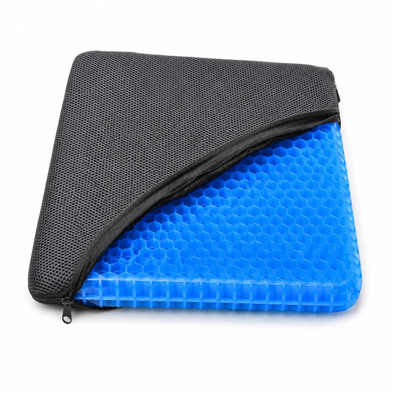 Ergonomic Square Honeycomb Gel Seat Cushion with Breathable Mesh Cover - Sit Healthier