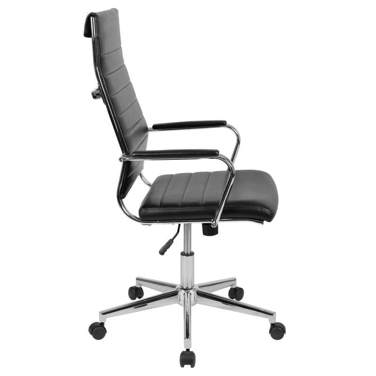 High Back Black Leather Contemporary Executive Swivel Office Chair with LeatherBack - Sit Healthier