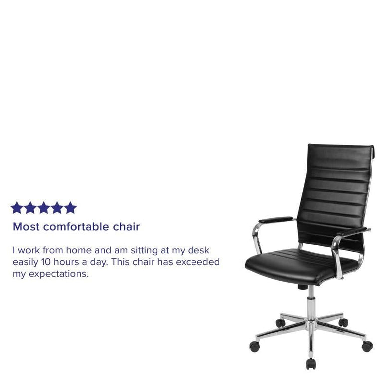 High Back Black Leather Contemporary Executive Swivel Office Chair with LeatherBack - Sit Healthier