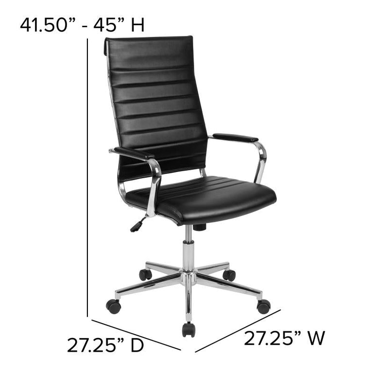 High Back Black Leather Contemporary Executive Swivel Office Chair with LeatherBack - Sit Healthier