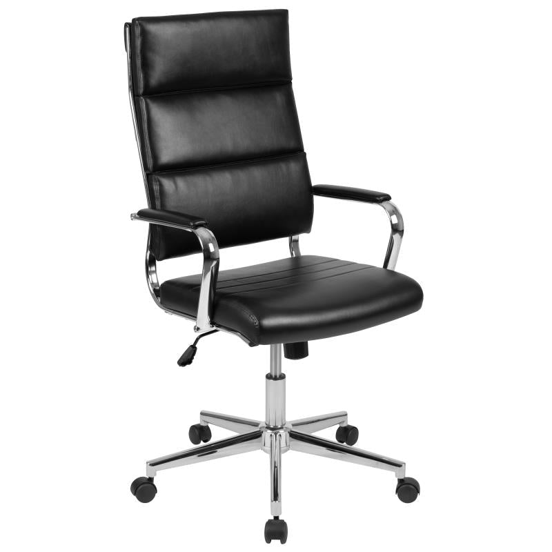 High Back Black Leather Contemporary Executive Swivel Office Chair with LeatherBack - Sit Healthier