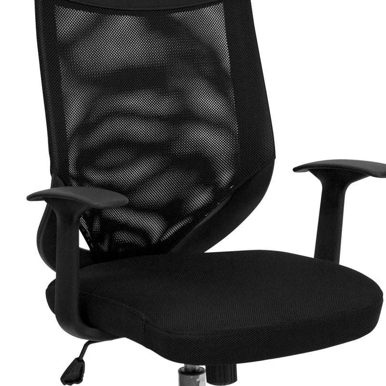 High Back Black Mesh Executive Swivel Office Chair with Arms - Sit Healthier