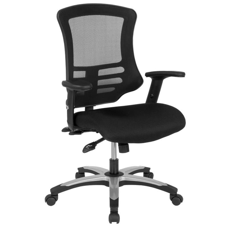 High Back Black Mesh Multifunction Executive Swivel Ergonomic Office Chair with Molded Foam Seat and Adjustable Arms - Sit Healthier