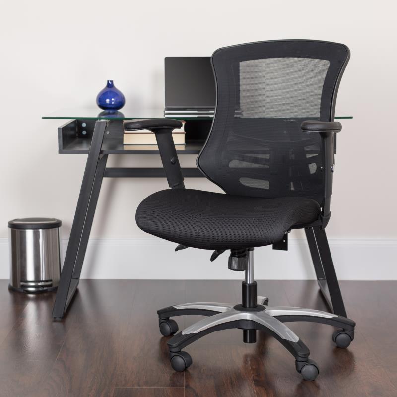 High Back Black Mesh Multifunction Executive Swivel Ergonomic Office Chair with Molded Foam Seat and Adjustable Arms - Sit Healthier