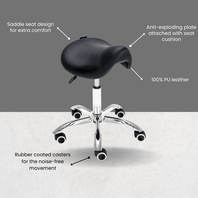 Hydraulic Saddle Rolling Ergonomic Medical Stool - Sit Healthier