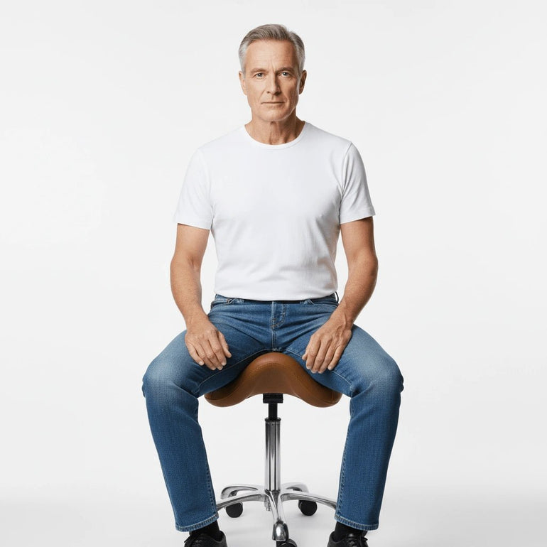 Hydraulic Saddle Shape Rolling Stool with Tilt-able Seat - Sit Healthier
