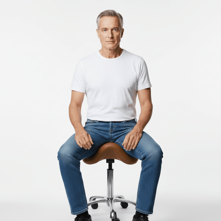 Hydraulic Saddle Shape Rolling Stool with Tilt-able Seat - Sit Healthier