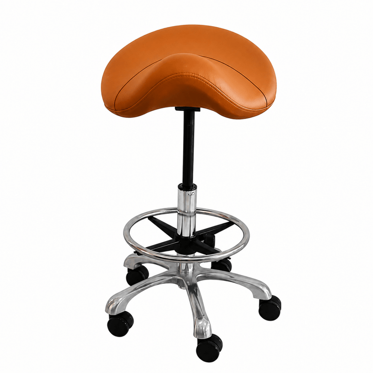 Hydraulic Saddle Shape Rolling Stool with Tilt-able Seat & FootRest - Sit Healthier