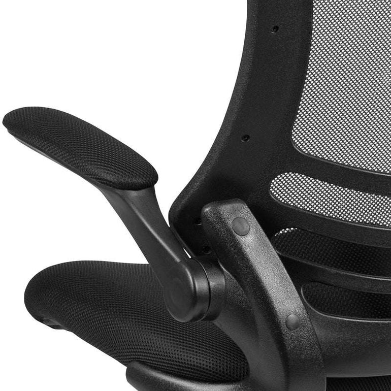 Mid-Back Black Mesh Swivel Ergonomic Task Office Chair with Flip-Up Arms - Sit Healthier