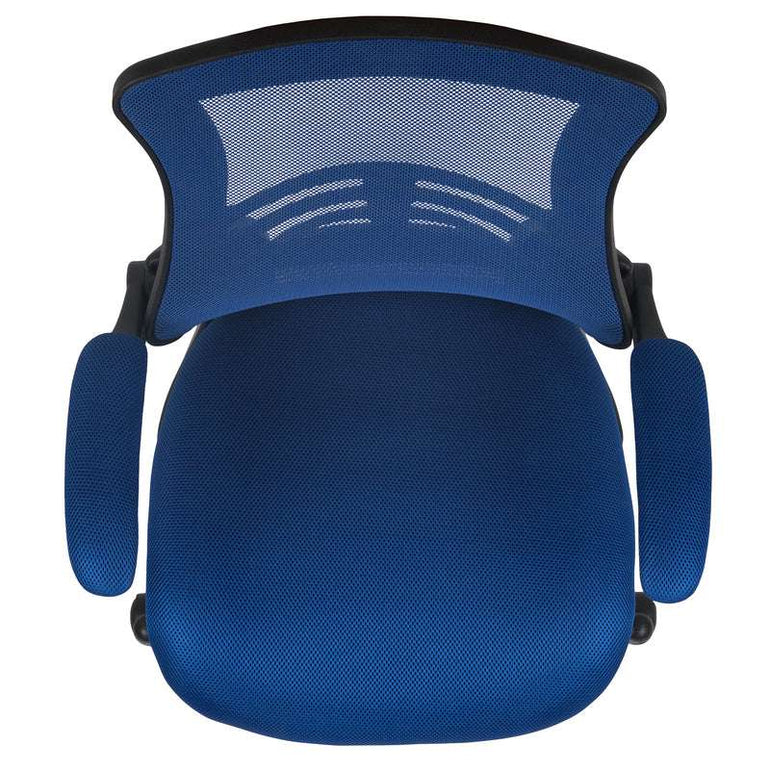 Mid-Back Blue Mesh Swivel Ergonomic Task Office Chair with Flip-Up Arms - Sit Healthier