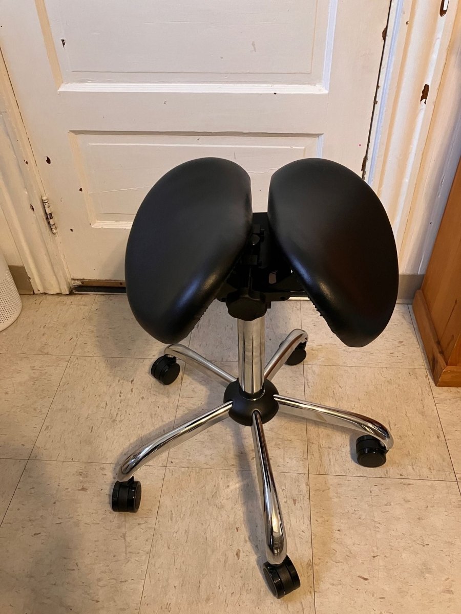 (Open Box) USA Patented Twin Tiltable Saddle Stool with Adjustable Seat Width and Center Gap - SH18308 - Sit Healthier