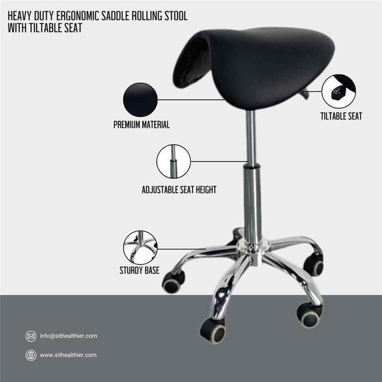 Professional Saddle Stool - Heavy-Duty 500 LBS Capacity - Sit Healthier