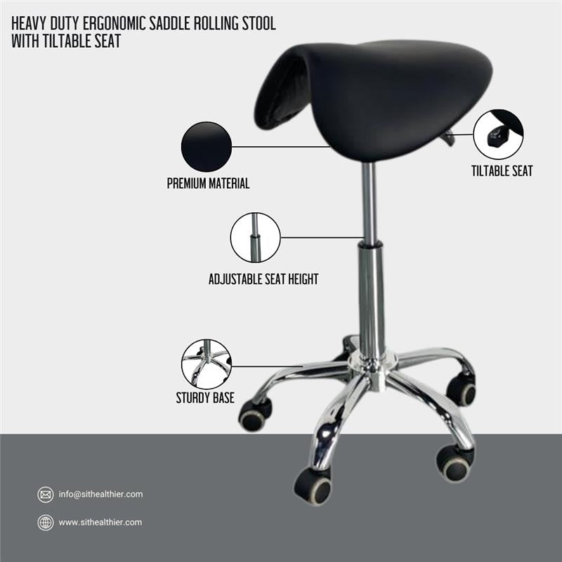 Professional Saddle Stool - Heavy-Duty 500 LBS Capacity - Sit Healthier