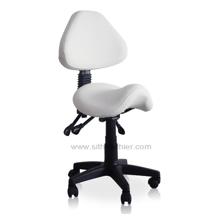 Saddle Shape Stool with Adjustable Back Support and Tilt-able Seat - Sit Healthier