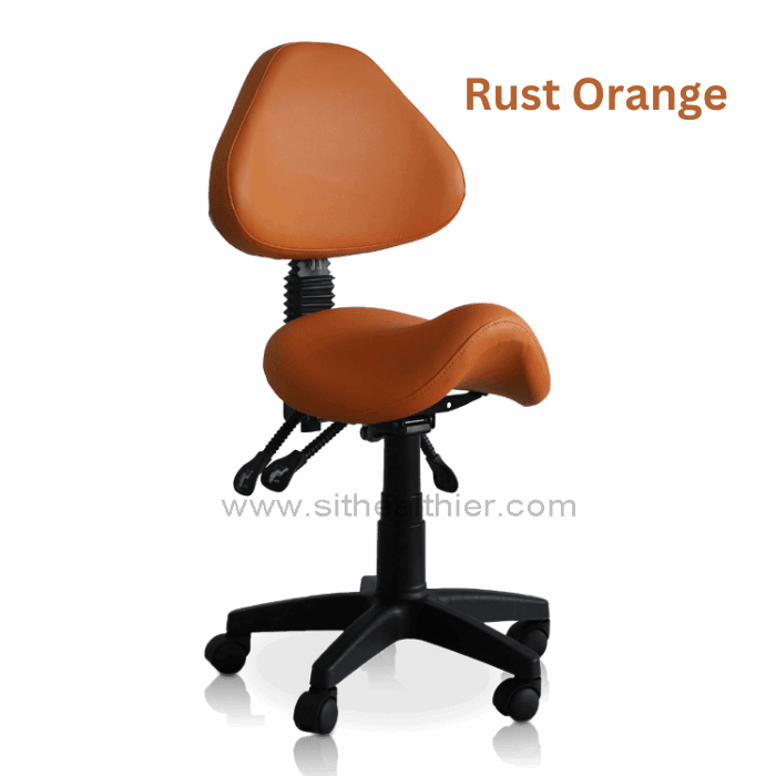 Saddle Shape Stool with Adjustable Back Support and Tilt-able Seat - Sit Healthier