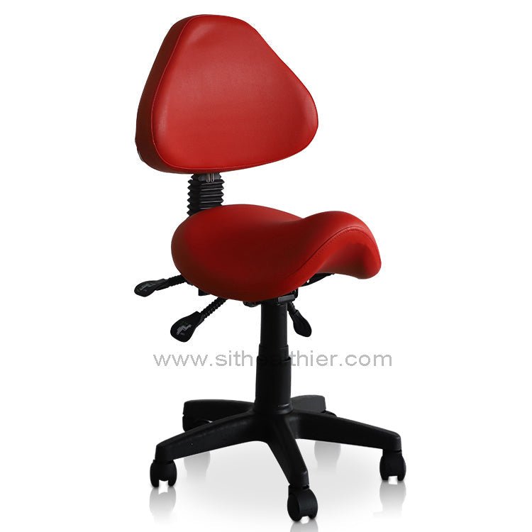Saddle Shape Stool with Adjustable Back Support and Tilt-able Seat - Sit Healthier