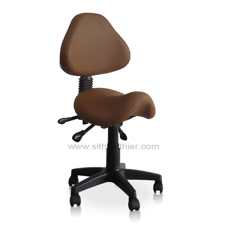 Saddle Shape Stool with Adjustable Back Support and Tilt-able Seat - Sit Healthier