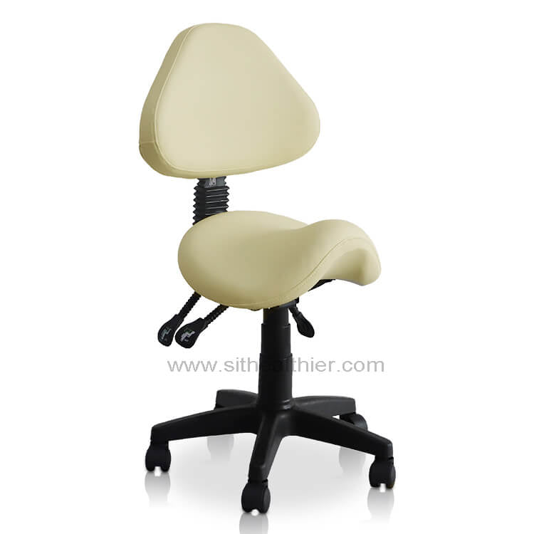 Saddle Shape Stool with Adjustable Back Support and Tilt-able Seat - Sit Healthier