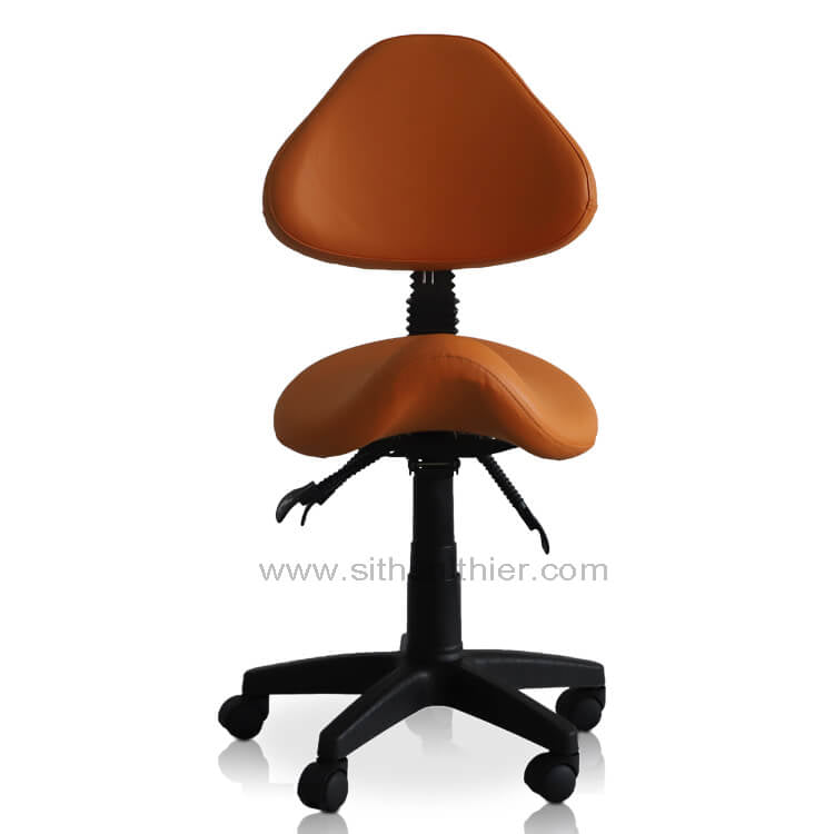 Saddle Shape Stool with Adjustable Back Support and Tilt-able Seat - Sit Healthier