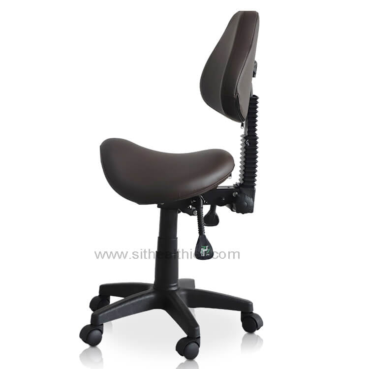 Saddle Shape Stool with Adjustable Back Support and Tilt-able Seat - Sit Healthier