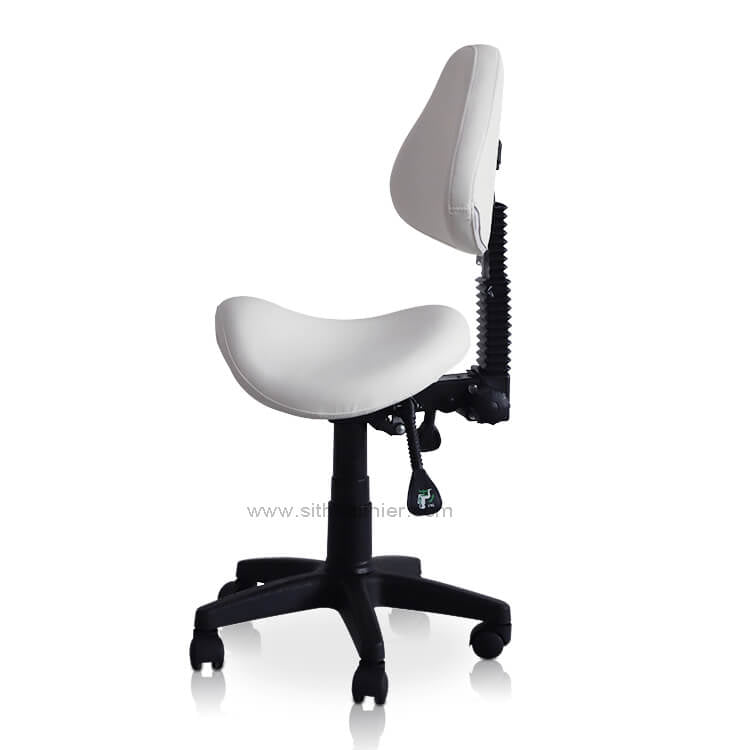 Saddle Shape Stool with Adjustable Back Support and Tilt-able Seat - Sit Healthier
