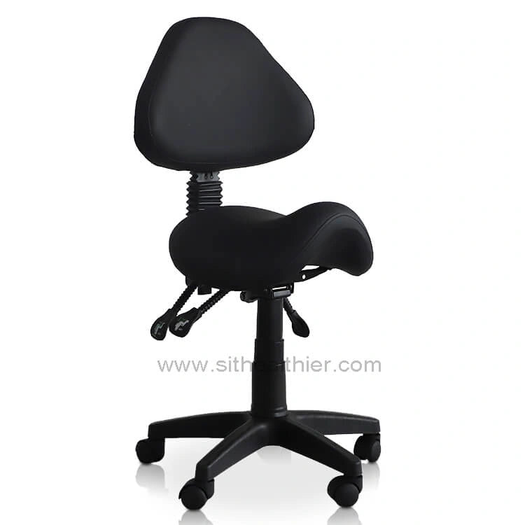 Saddle Shape Stool with Adjustable Back Support and Tilt-able Seat - Sit Healthier
