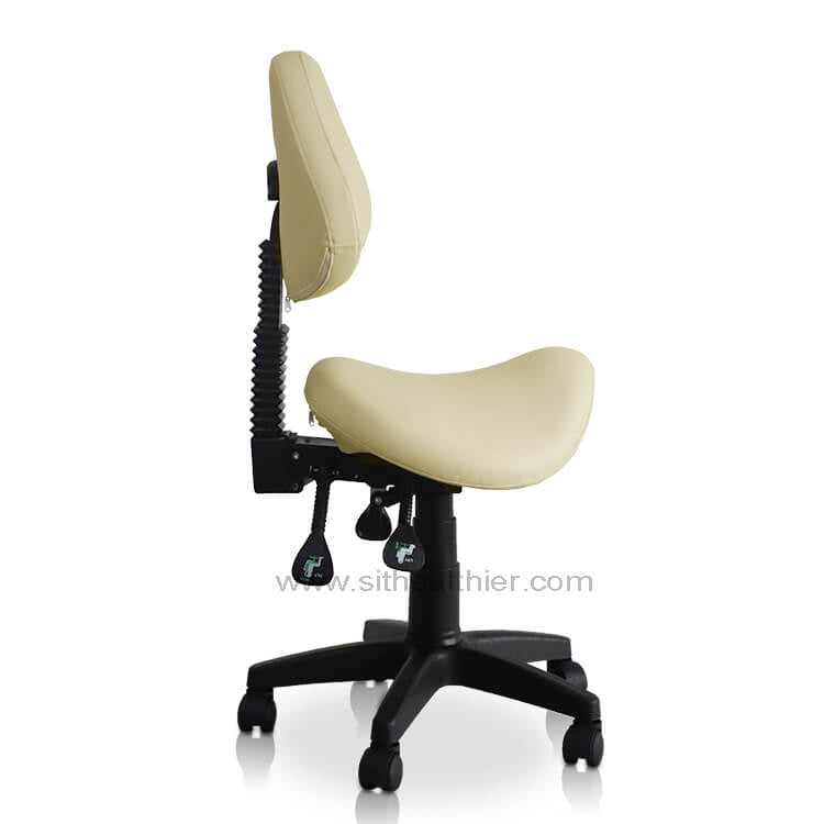 Saddle Shape Stool with Adjustable Back Support and Tilt-able Seat - Sit Healthier