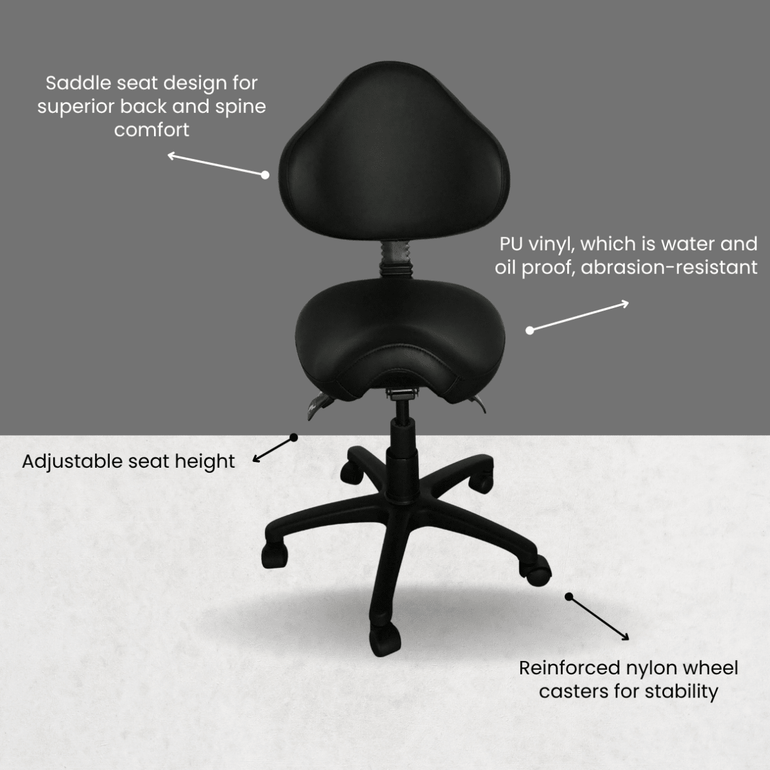 Saddle Shape Stool with Back Support and 500lbs Weight Capacity - Sit Healthier