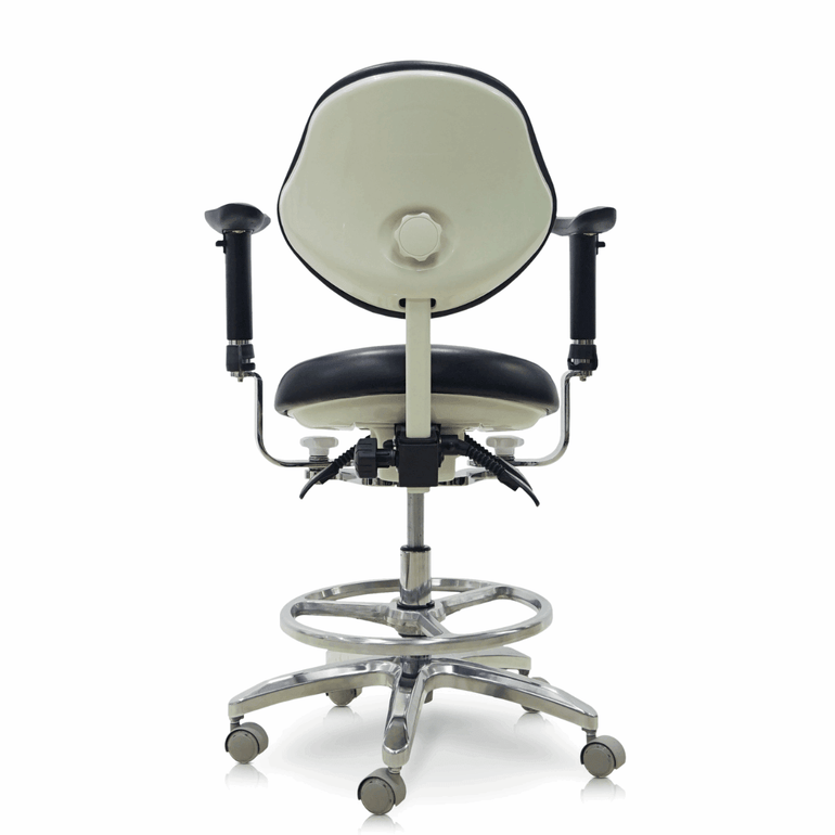 Saddle Style Dental Assistant Stool with Swing-out Armrests/Elbow Supports - Sit Healthier