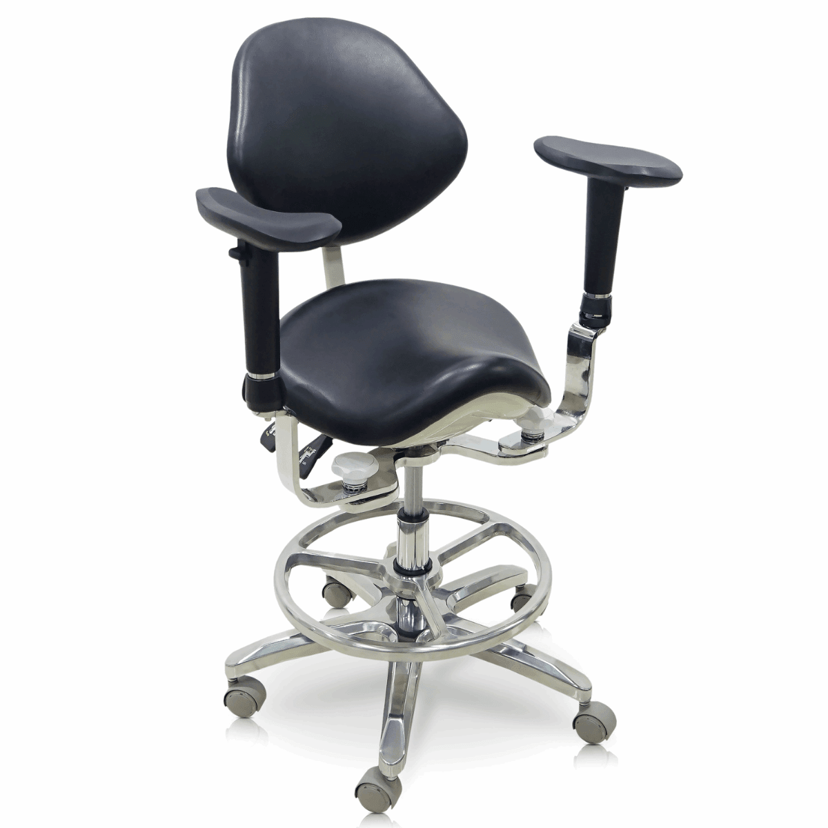 Saddle Style Dental Assistant Stool with Swing-out Armrests/Elbow Supports - Sit Healthier