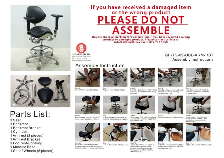 Saddle Style Dental Assistant Stool with Swing-out Armrests/Elbow Supports - Sit Healthier