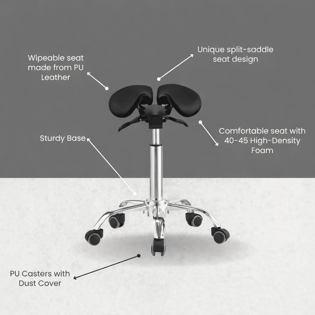 Saddle Style Split Seat Ergonomic Saddle Chair or Stool - Sit Healthier