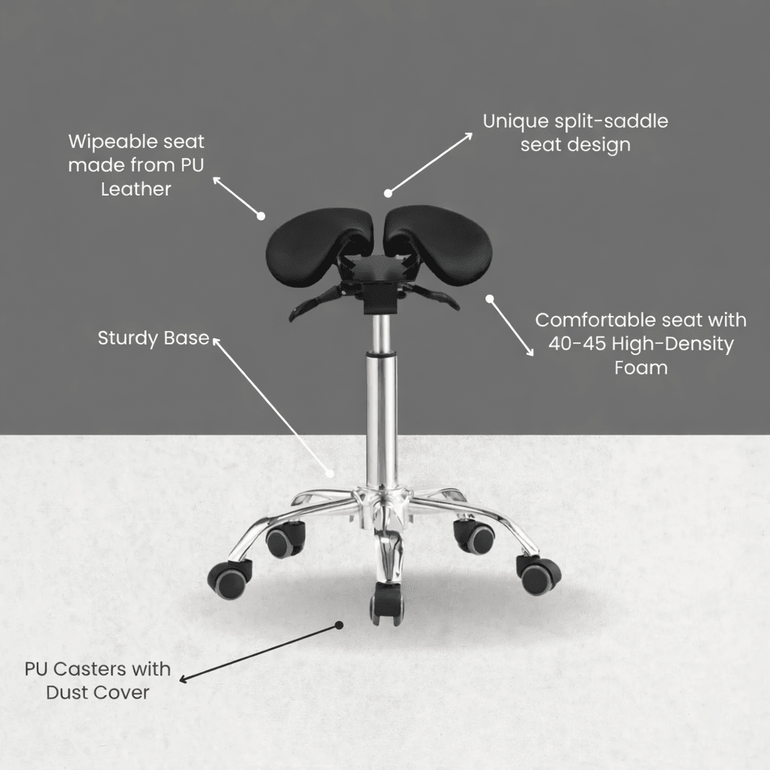 Saddle Style Split Seat Ergonomic Saddle Chair or Stool - Sit Healthier
