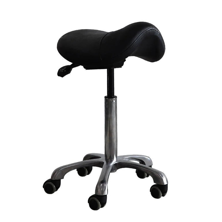 Small Hydraulic Saddle Shape Rolling Stool with Tilt-able Seat – Purple - Sit Healthier