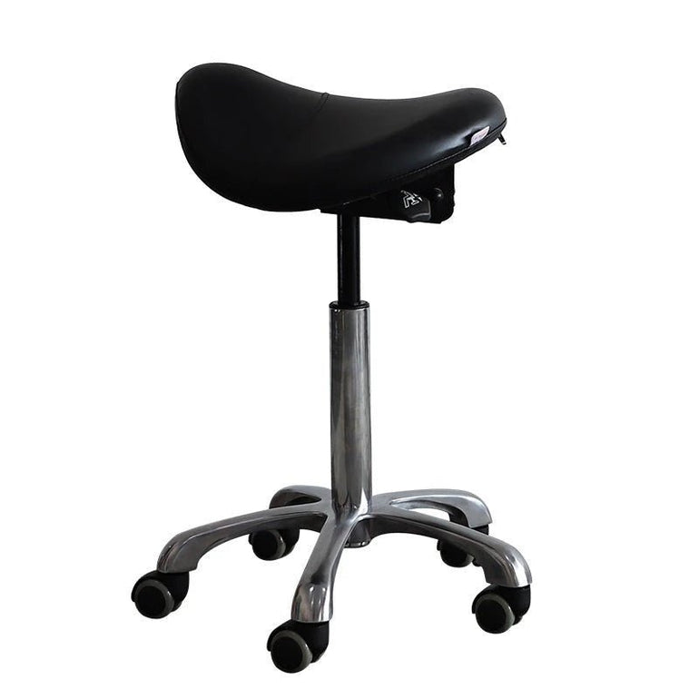 Small Hydraulic Saddle Shape Rolling Stool with Tilt-able Seat – Rust Orange - Sit Healthier