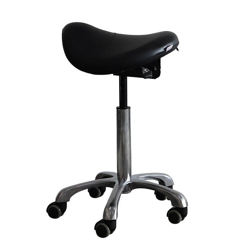 Small Hydraulic Saddle Shape Rolling Stool with Tilt-able Seat – Rust Orange - Sit Healthier